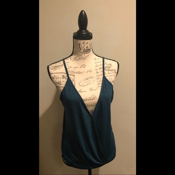 Forest green silky v neck top - Picture 8 of 8